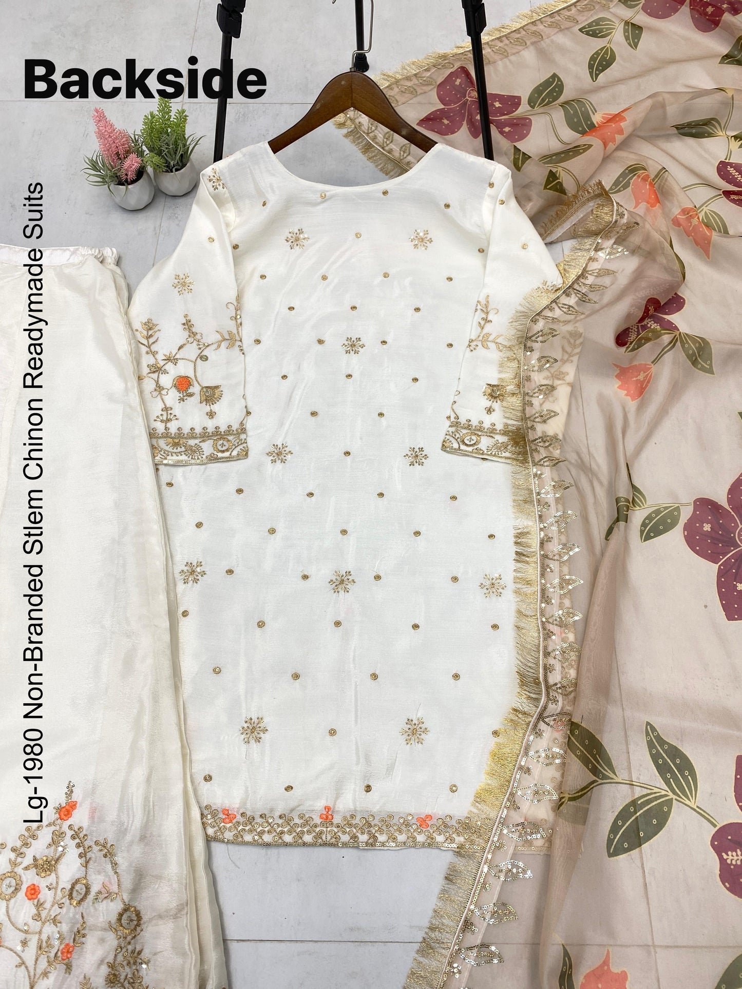 Lg-1980 Non-Branded Stlem Chinon Readymade Suits