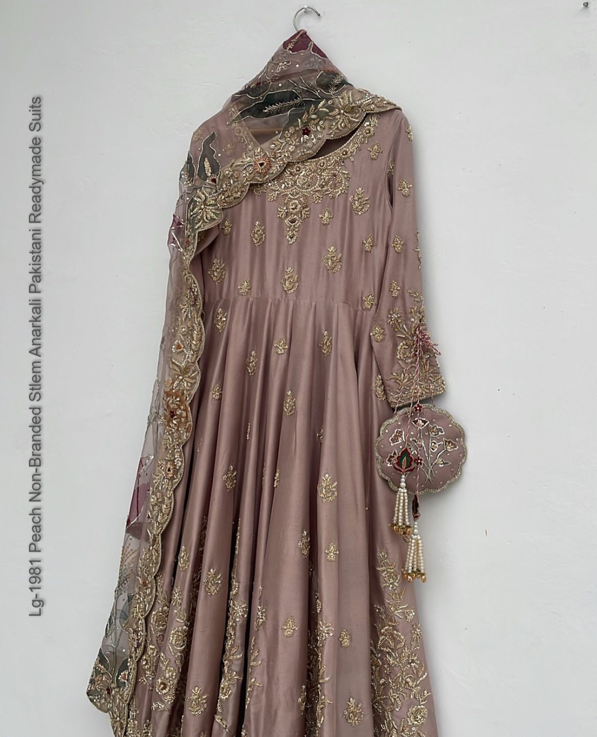 Lg-1981 Peach Non-Branded Stlem Anarkali Pakistani Readymade Suits