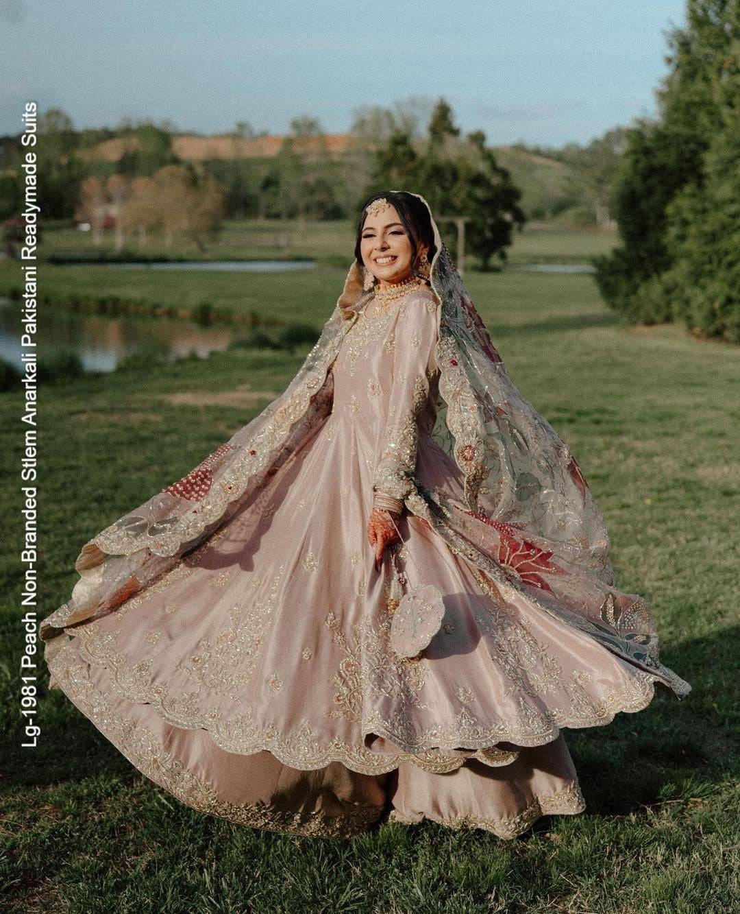 Lg-1981 Peach Non-Branded Stlem Anarkali Pakistani Readymade Suits
