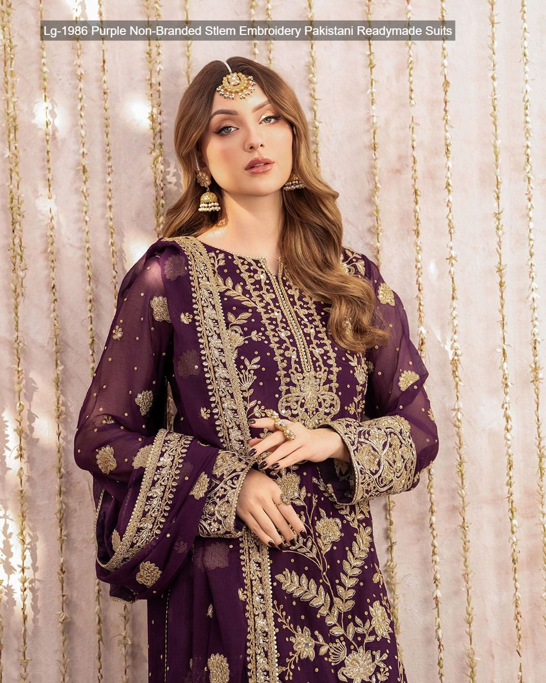 Lg-1986 Purple Non-Branded Stlem Embroidery Pakistani Readymade Suits