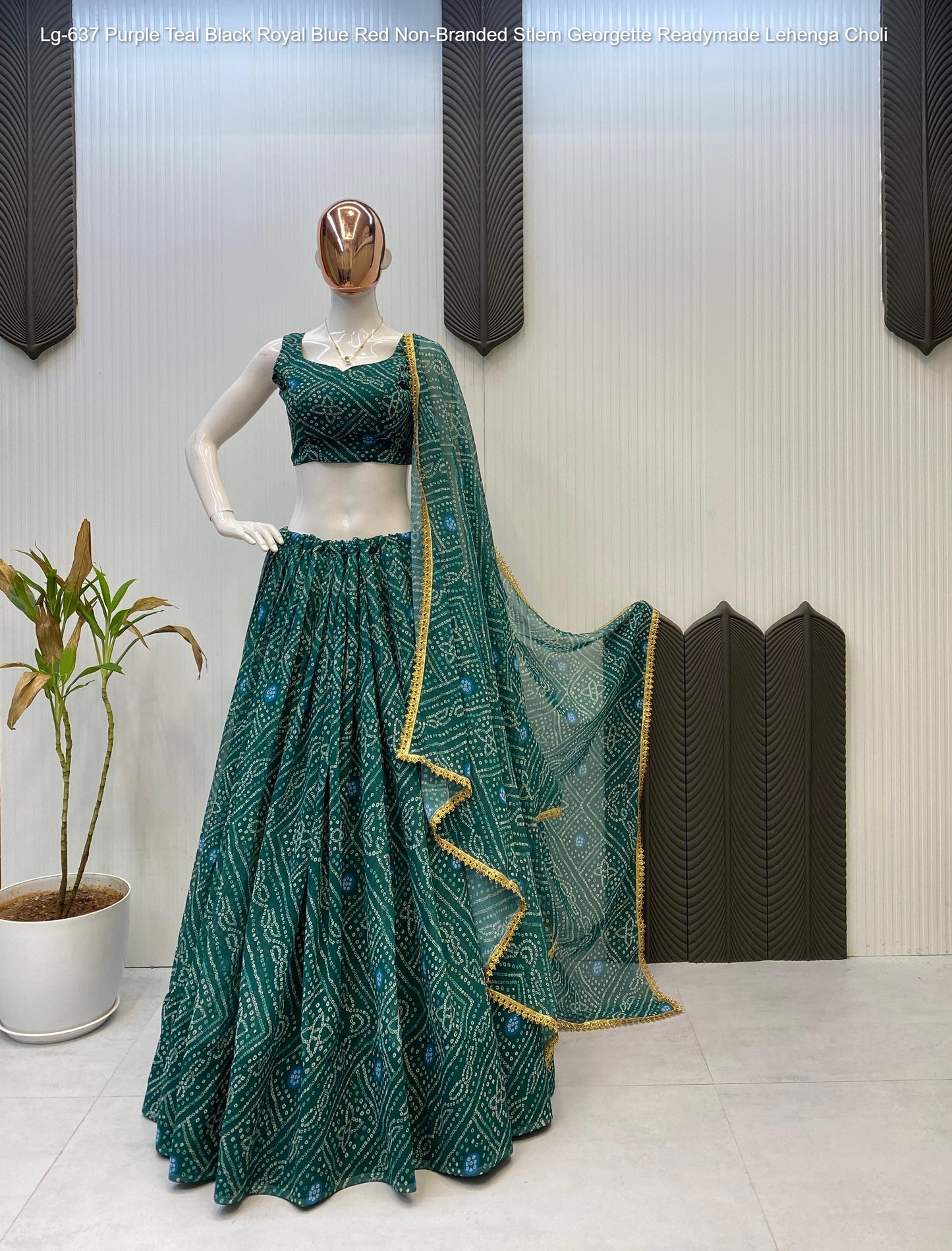 Lg-637 Purple Teal Black Royal Blue Red Non-Branded Stlem Georgette Readymade Lehenga Choli