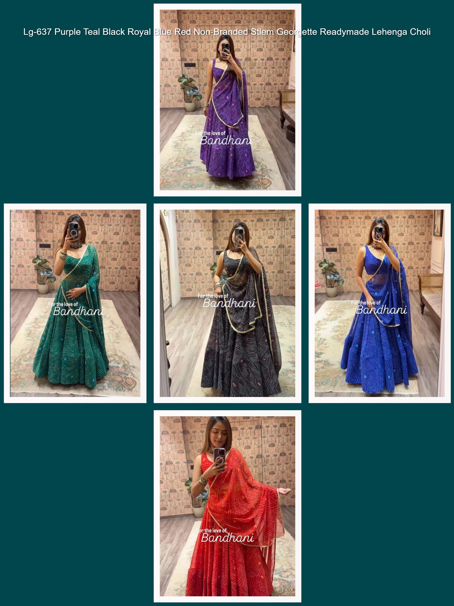 Lg-637 Purple Teal Black Royal Blue Red Non-Branded Stlem Georgette Readymade Lehenga Choli