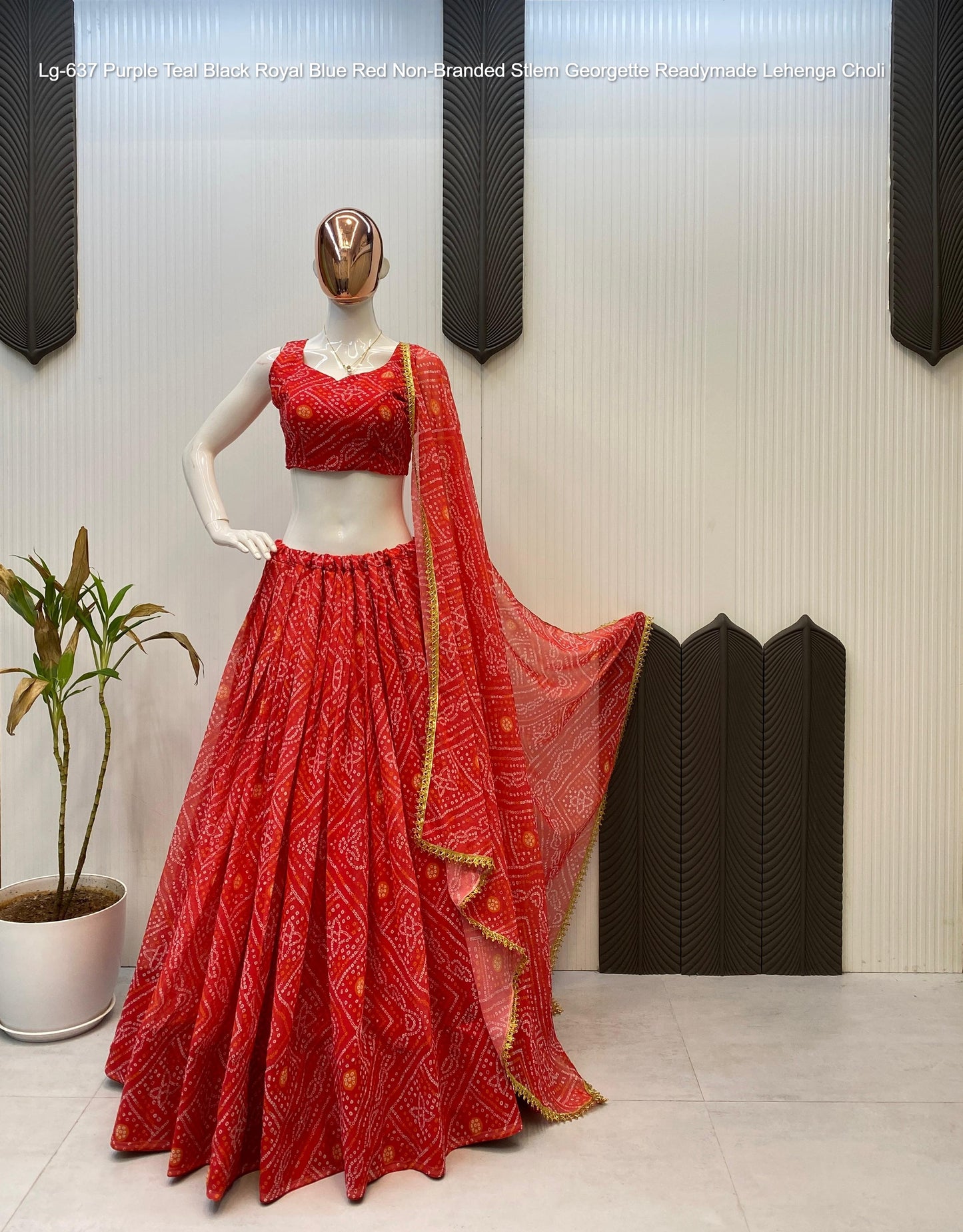 Lg-637 Purple Teal Black Royal Blue Red Non-Branded Stlem Georgette Readymade Lehenga Choli