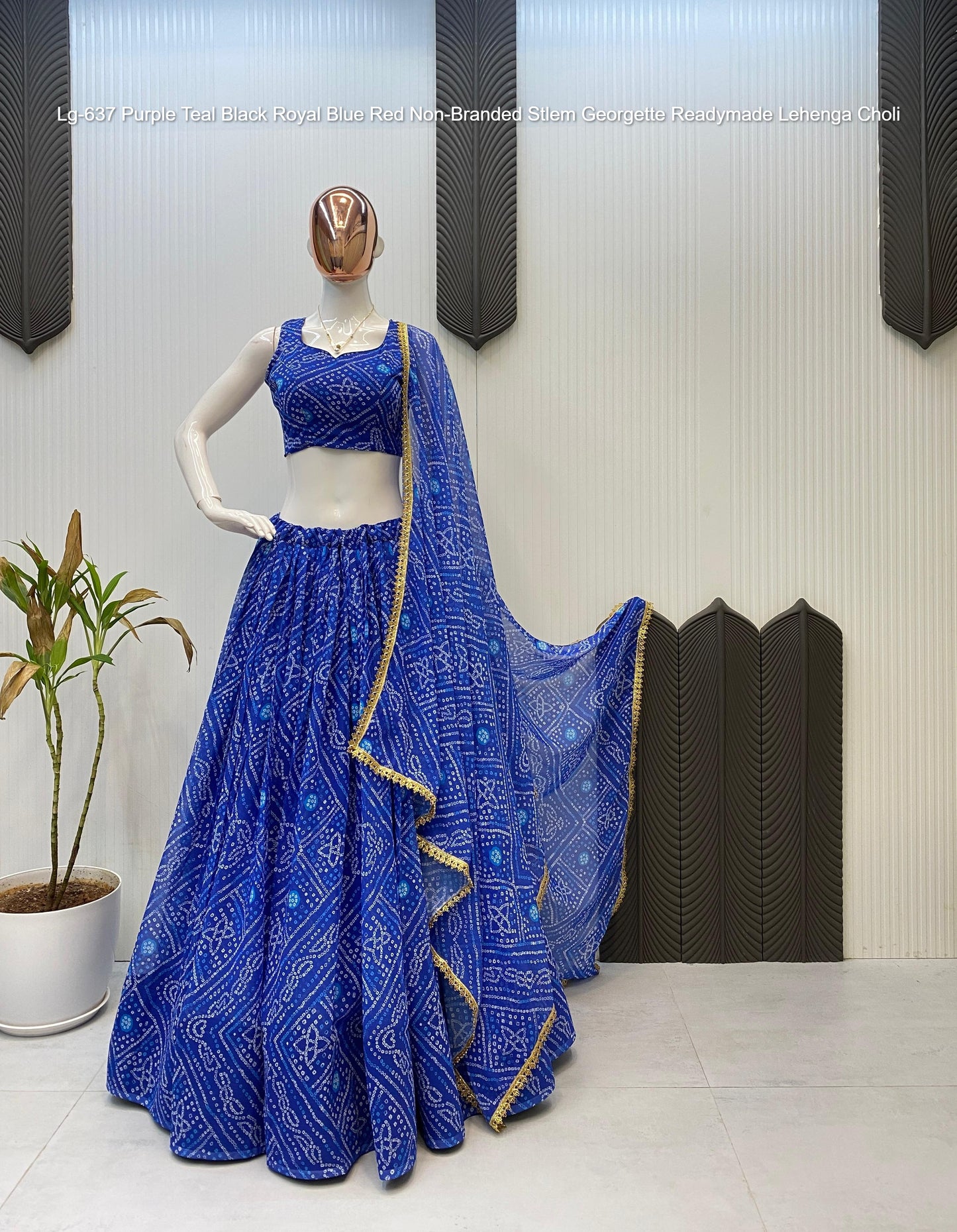 Lg-637 Purple Teal Black Royal Blue Red Non-Branded Stlem Georgette Readymade Lehenga Choli