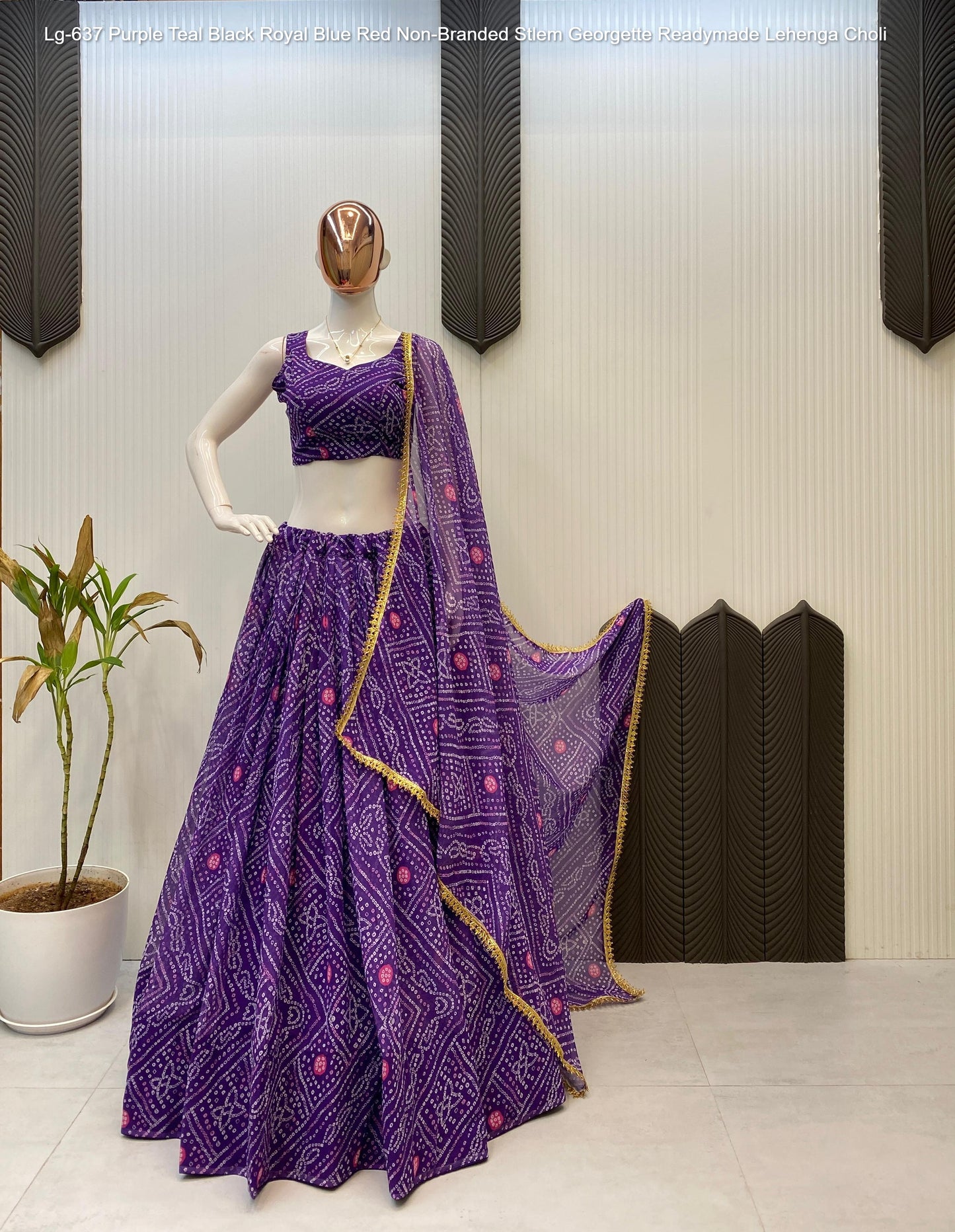 Lg-637 Purple Teal Black Royal Blue Red Non-Branded Stlem Georgette Readymade Lehenga Choli