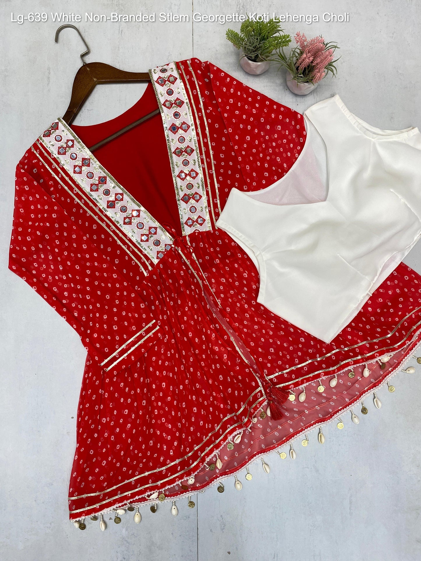 Lg-639 White Non-Branded Stlem Georgette Koti Lehenga Choli