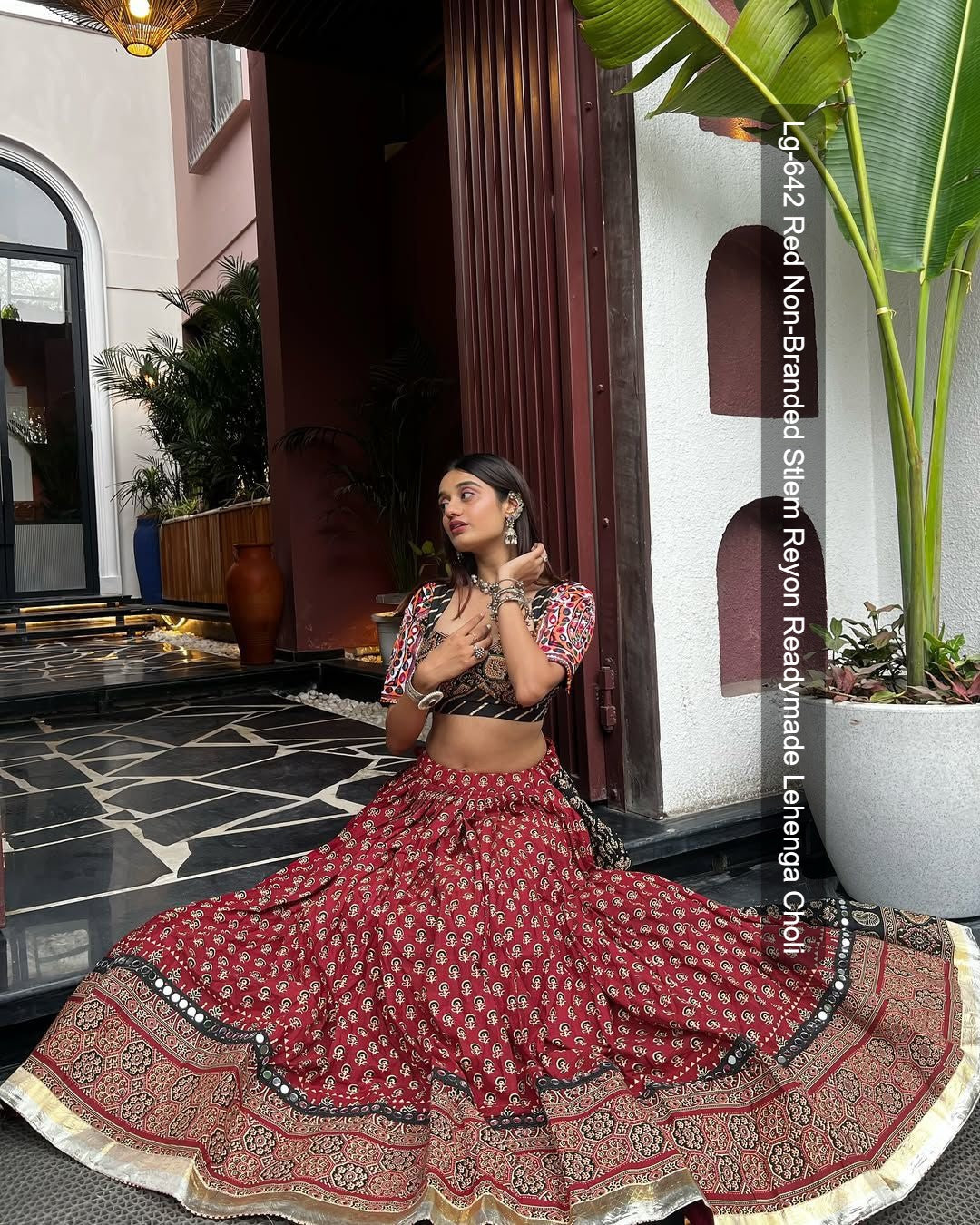 Lg-642 Red Non-Branded Stlem Reyon Readymade Lehenga Choli