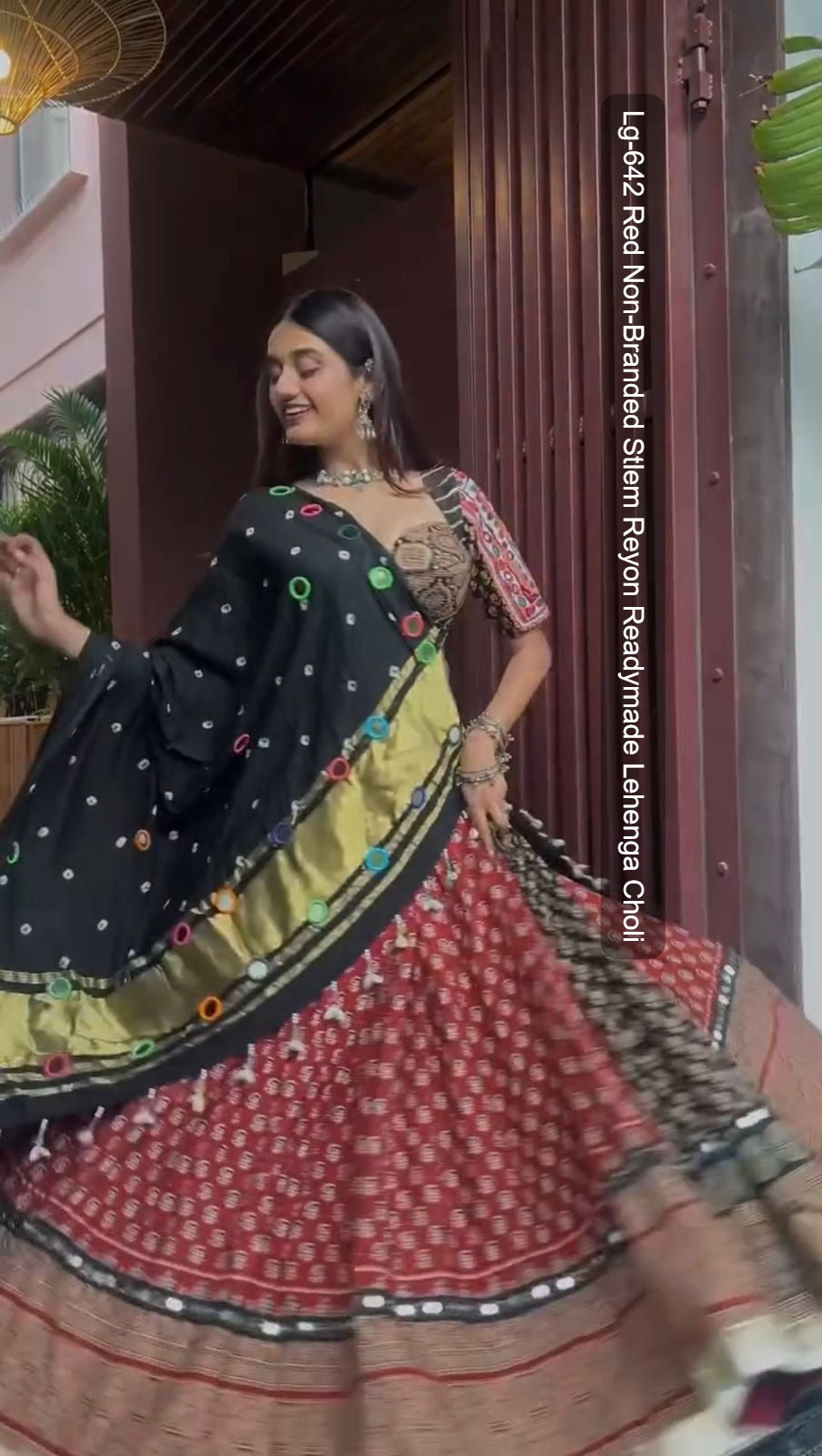 Lg-642 Red Non-Branded Stlem Reyon Readymade Lehenga Choli