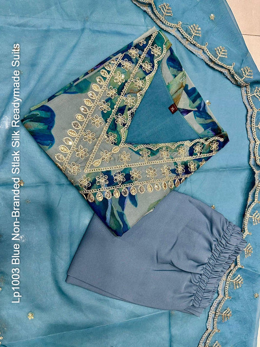 Lp1003 Blue Non-Branded Stlak Silk Readymade Suits