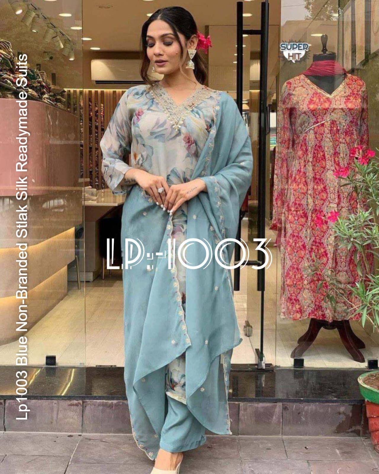 Lp1003 Blue Non-Branded Stlak Silk Readymade Suits