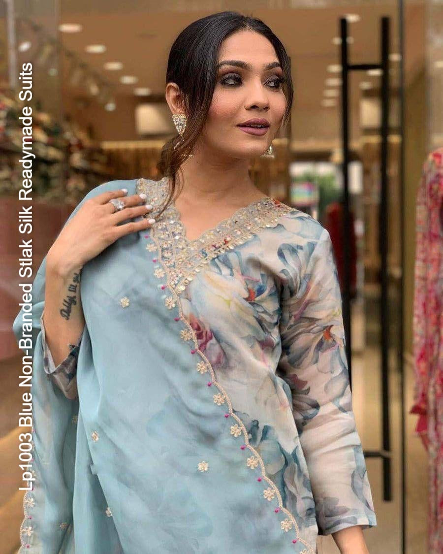 Lp1003 Blue Non-Branded Stlak Silk Readymade Suits