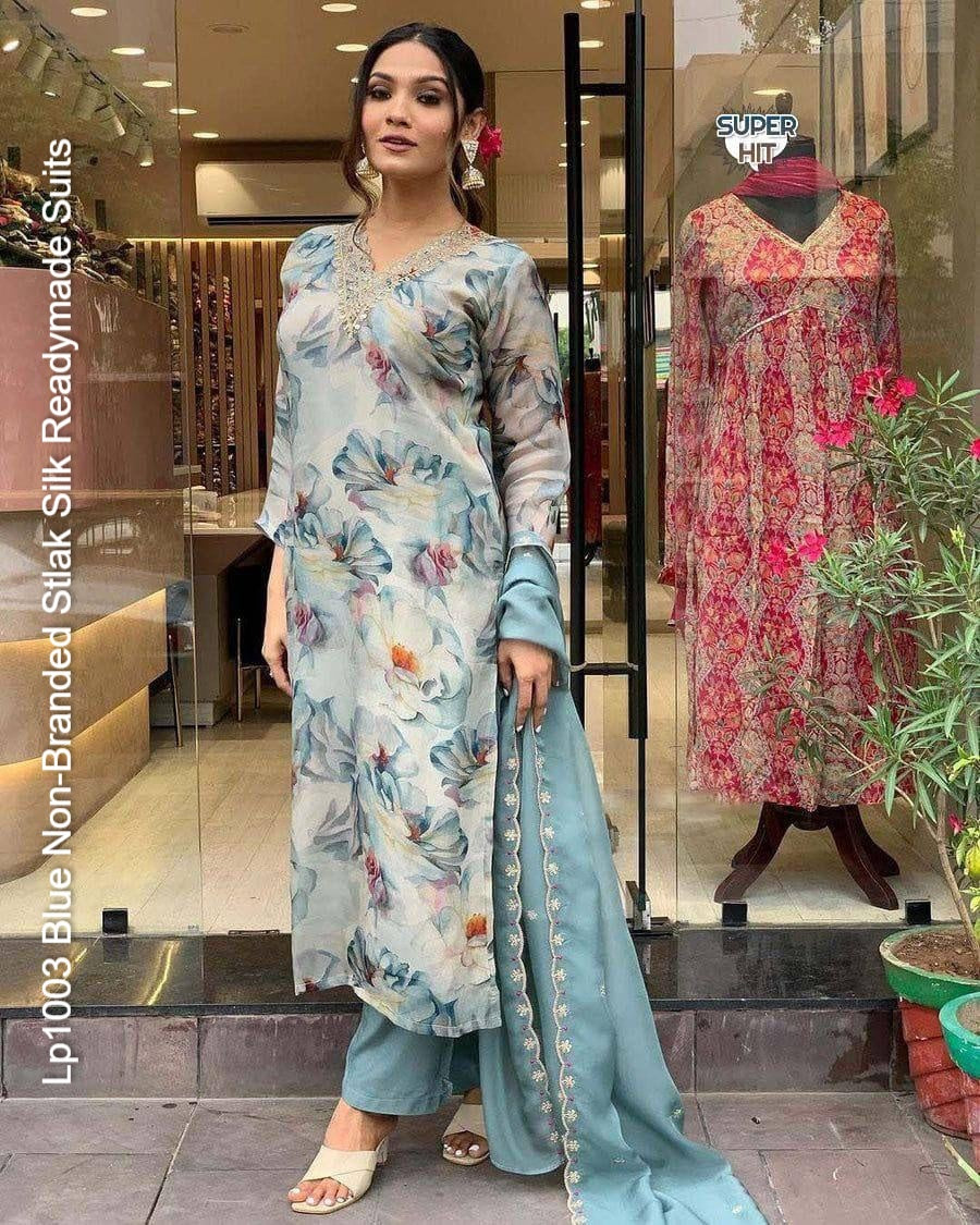 Lp1003 Blue Non-Branded Stlak Silk Readymade Suits