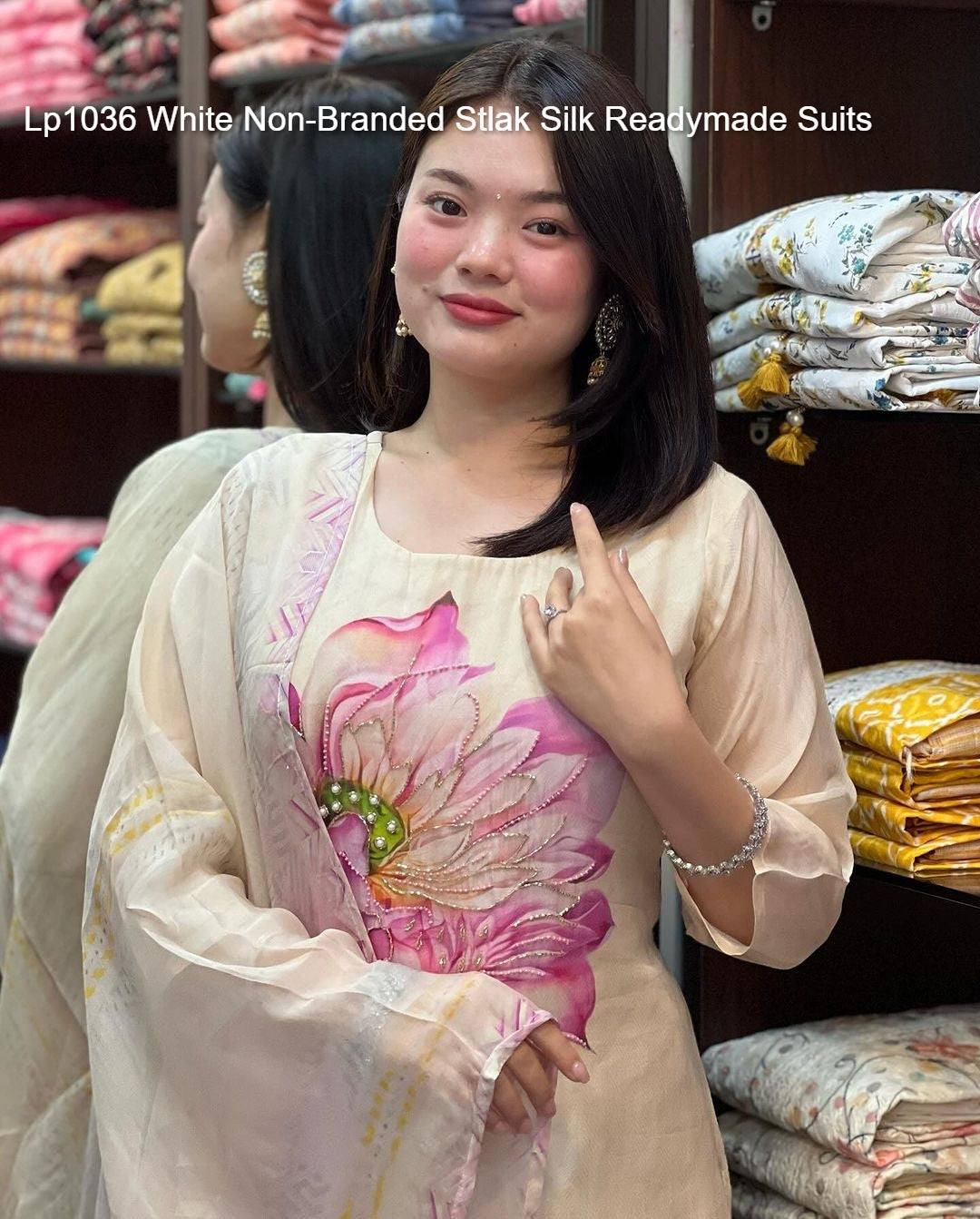 Lp1036 White Non-Branded Stlak Silk Readymade Suits