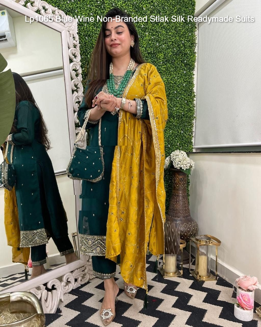 Lp1065 Blue Wine Non-Branded Stlak Silk Readymade Suits