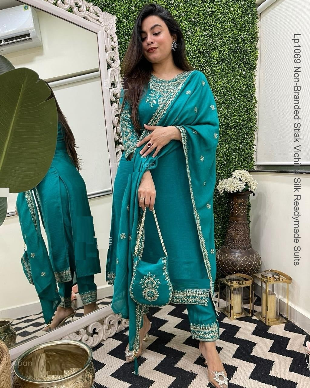 Lp1069 Blue Non-Branded Stlak Vichitra Silk Readymade Suits