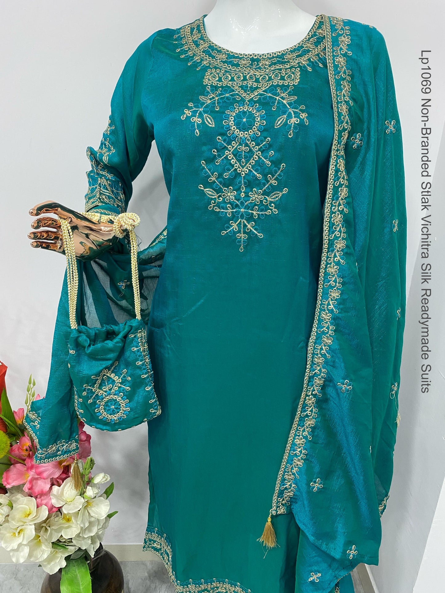 Lp1069 Blue Non-Branded Stlak Vichitra Silk Readymade Suits