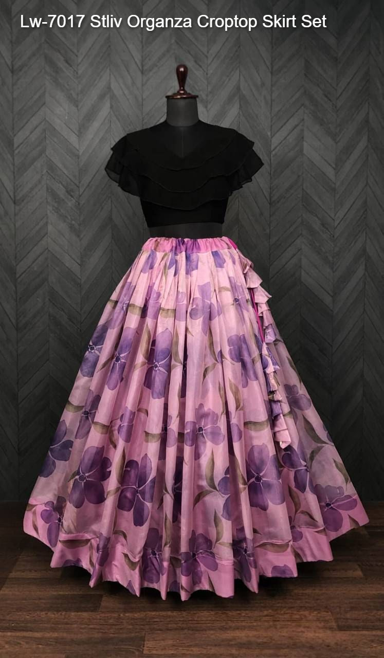 Lw-7017 Stliv Organza Croptop Skirt Set