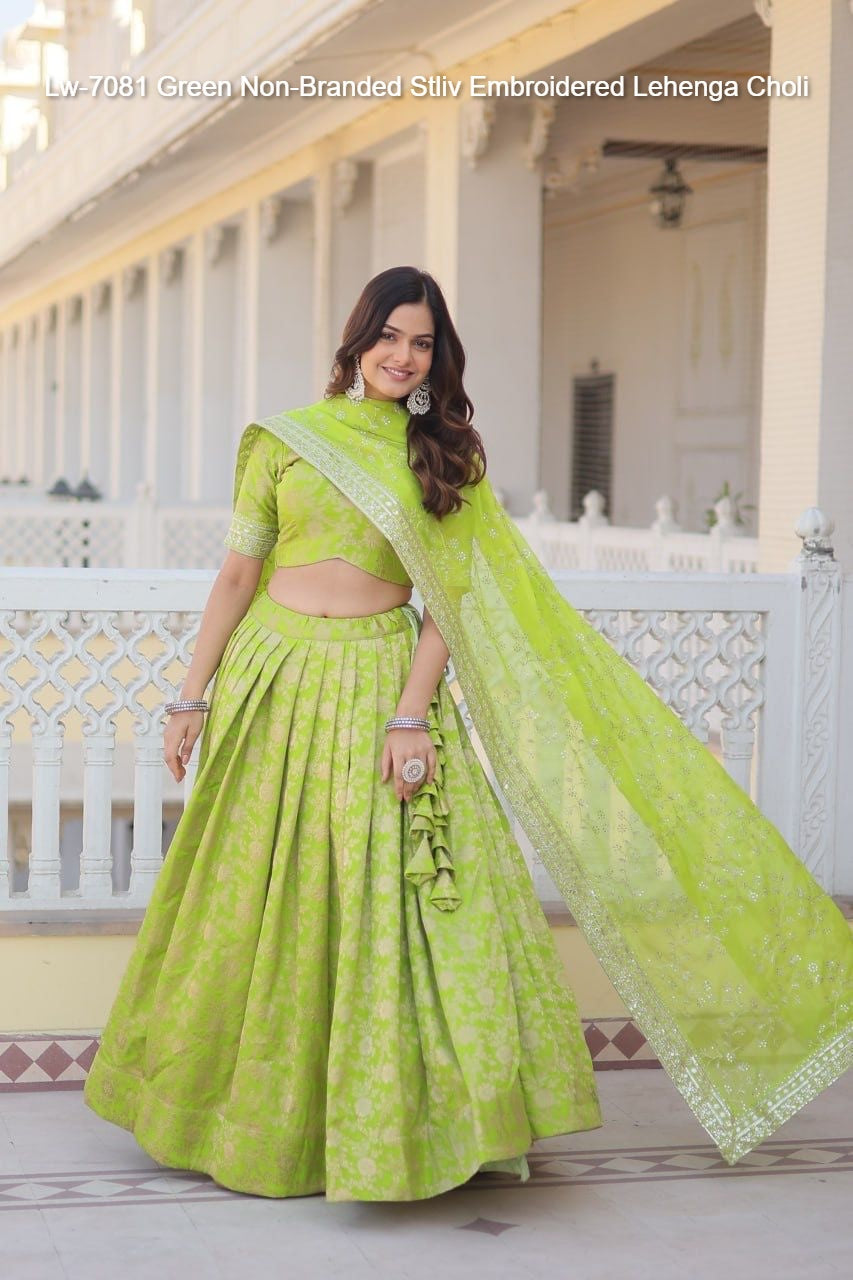 Lw-7081 Green Non-Branded Stliv Embroidered Lehenga Choli