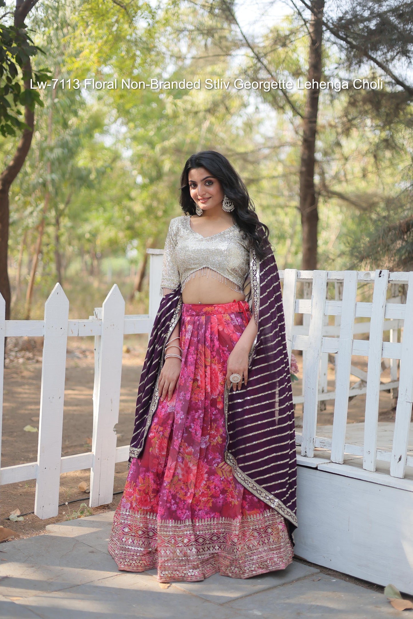 Lw-7113 Floral Non-Branded Stliv Georgette Lehenga Choli