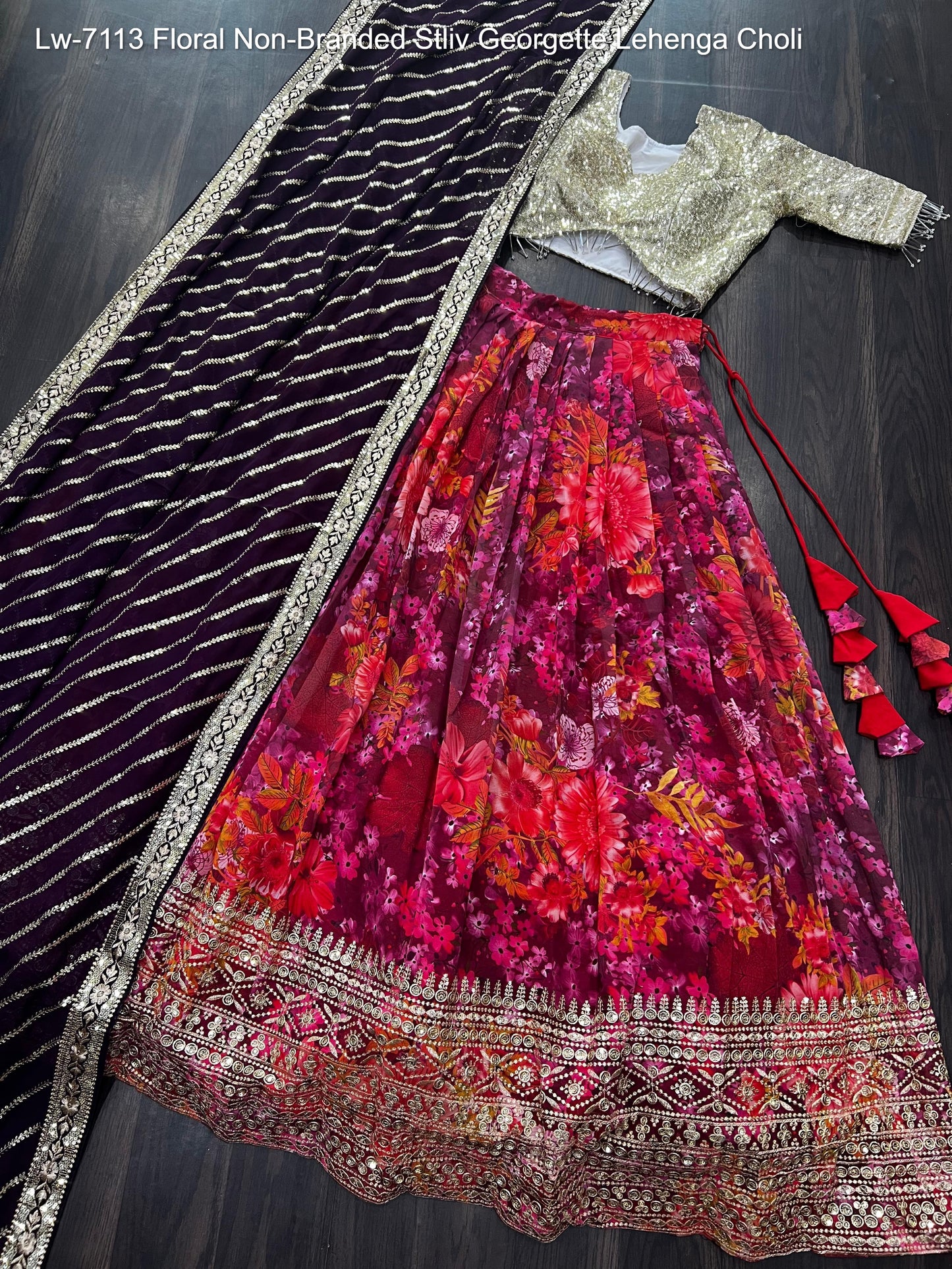 Lw-7113 Floral Non-Branded Stliv Georgette Lehenga Choli