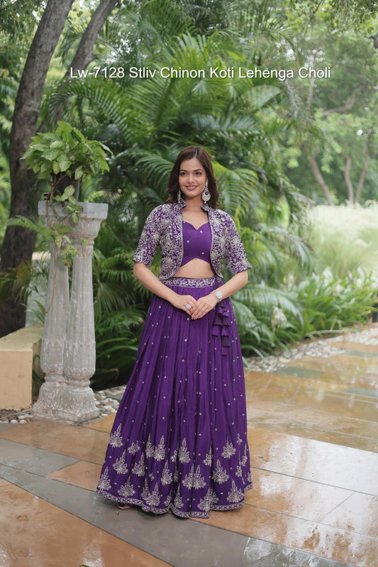 Lw-7128 Stliv Chinon Koti Lehenga Choli