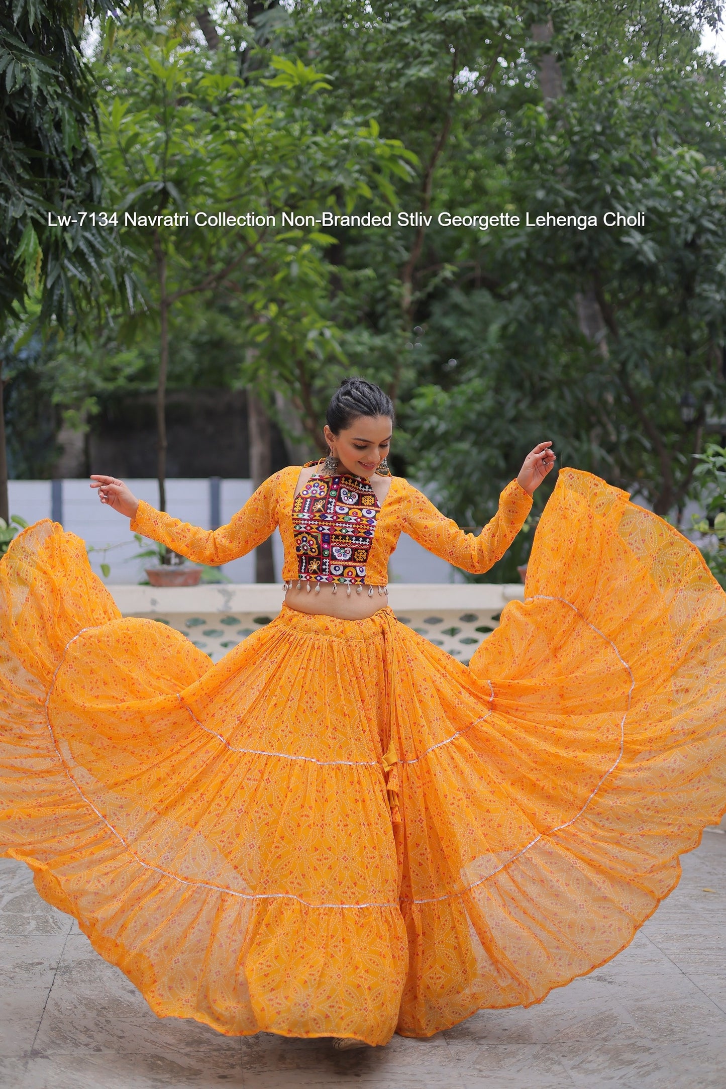 Lw-7134 Navratri Collection Non-Branded Stliv Georgette Lehenga Choli
