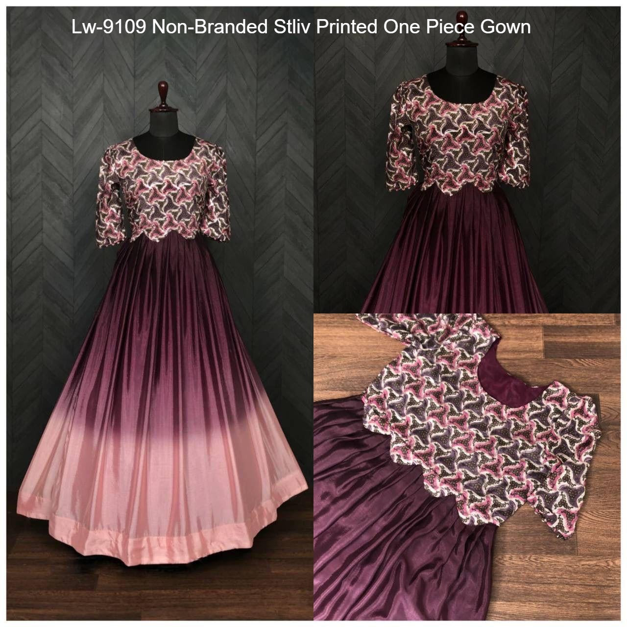 Lw-9109 Non-Branded Stliv Printed One Piece Gown