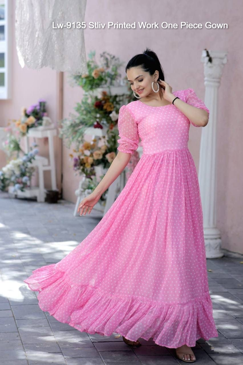 Lw-9135 Stliv Printed Work One Piece Gown