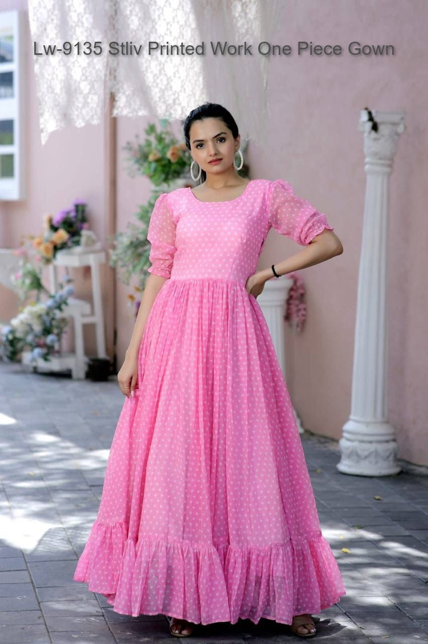 Lw-9135 Stliv Printed Work One Piece Gown