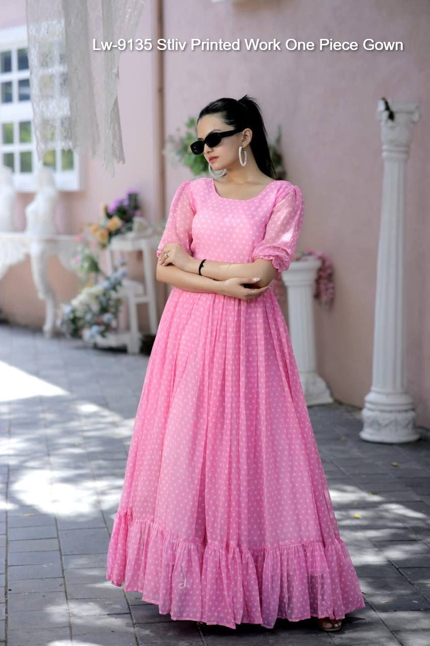 Lw-9135 Stliv Printed Work One Piece Gown