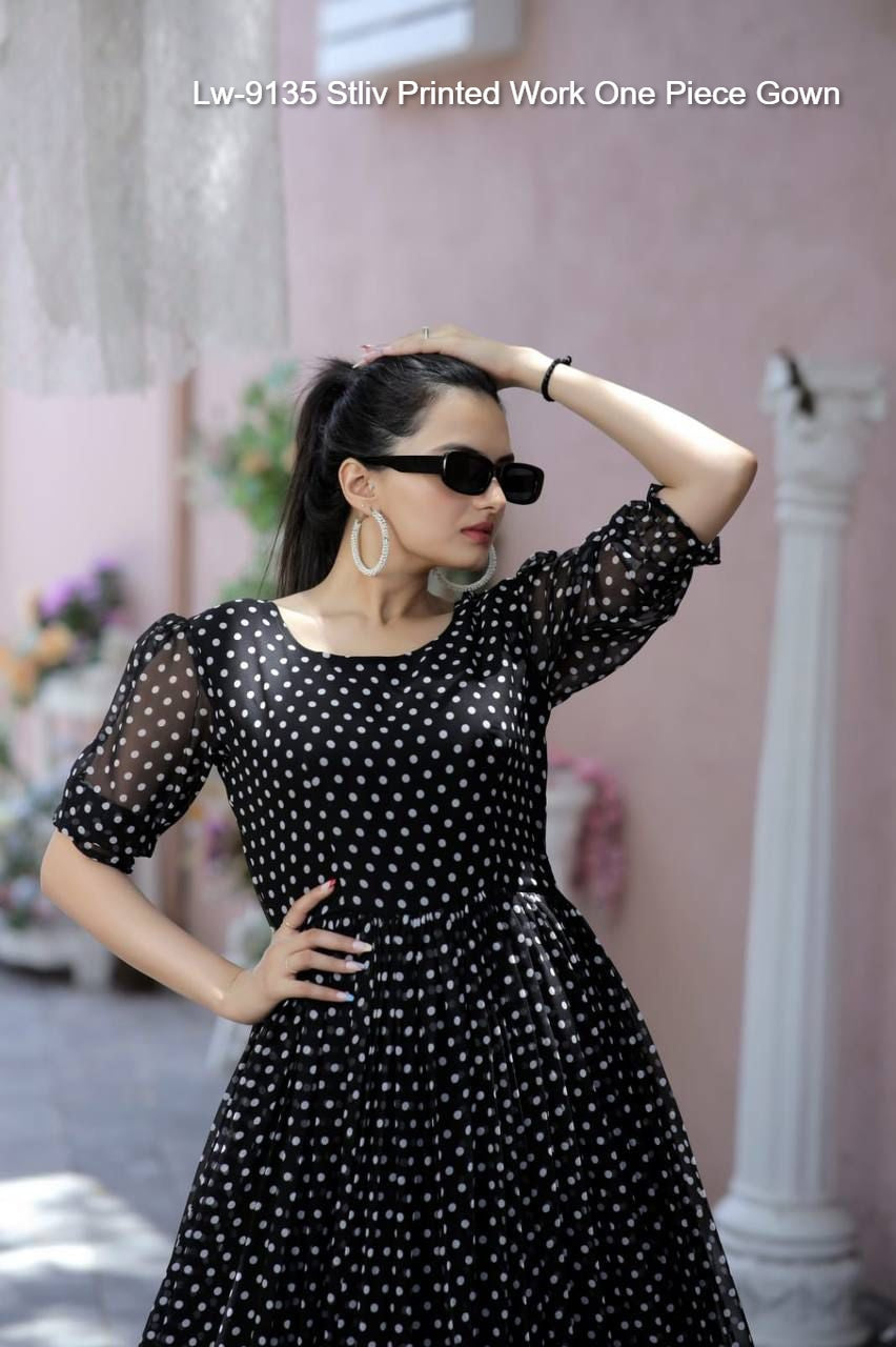 Lw-9135 Stliv Printed Work One Piece Gown
