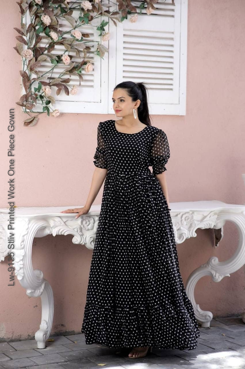 Lw-9135 Stliv Printed Work One Piece Gown
