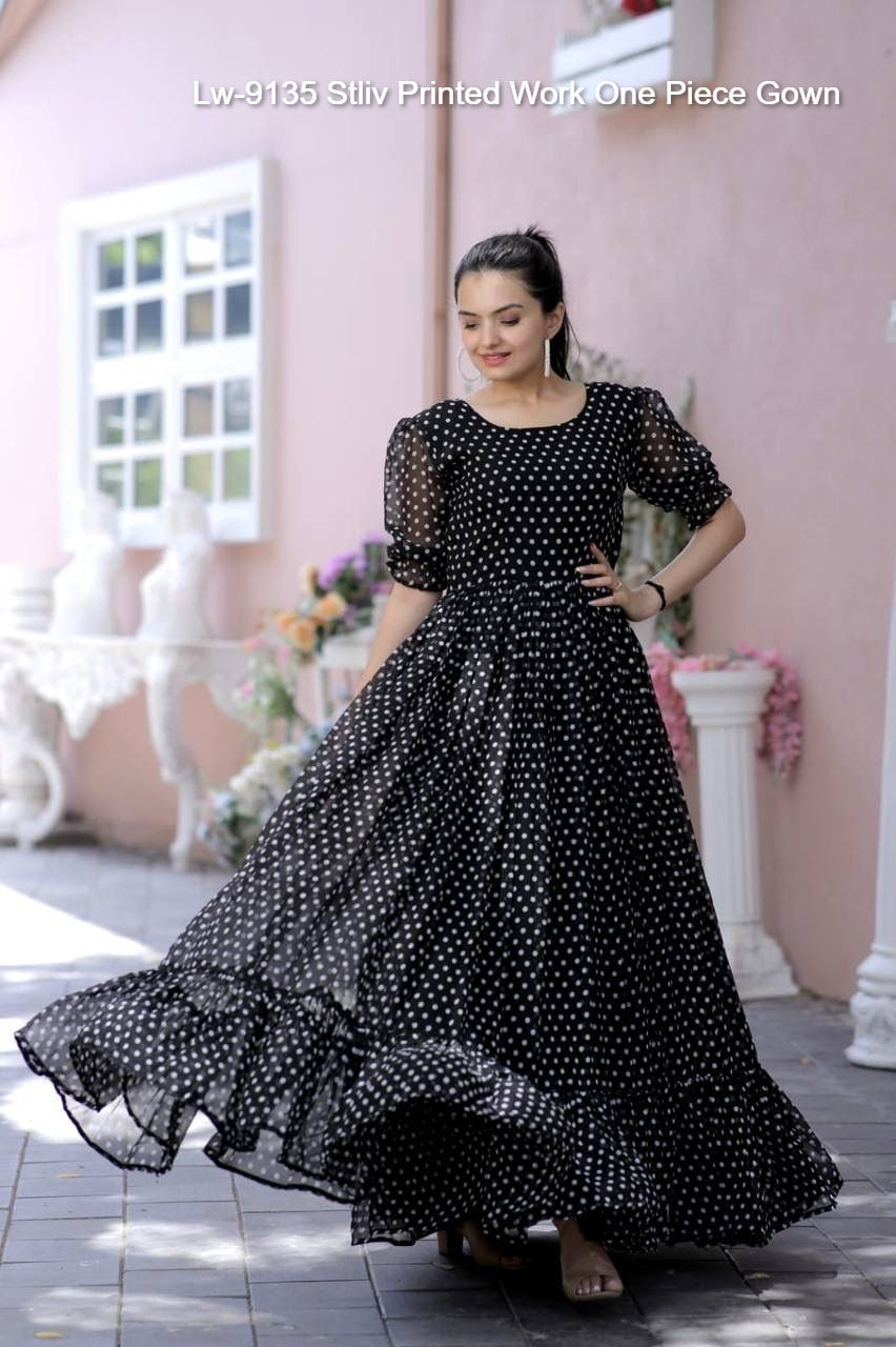 Lw-9135 Stliv Printed Work One Piece Gown