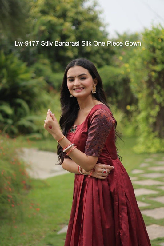 Lw-9177 Stliv Banarasi Silk One Piece Gown