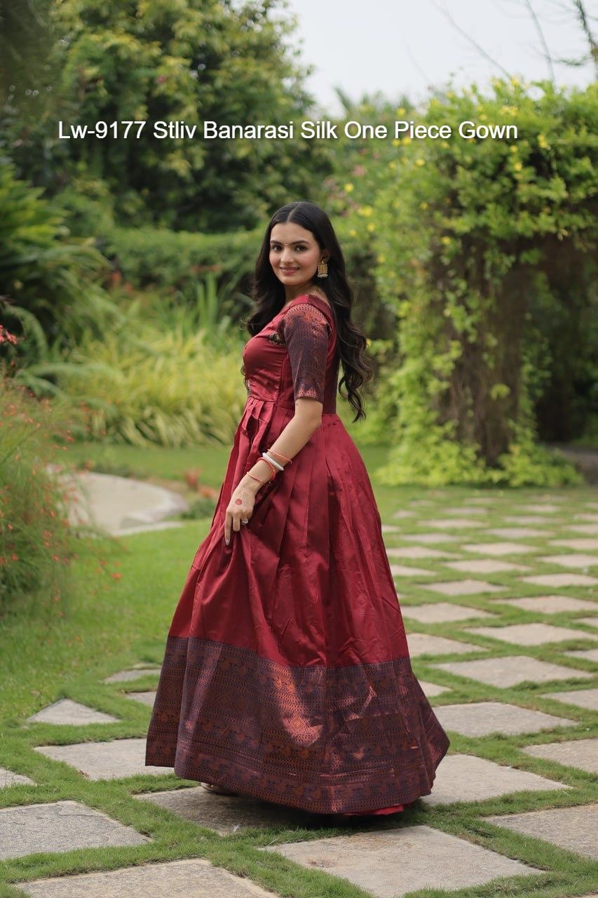 Lw-9177 Stliv Banarasi Silk One Piece Gown