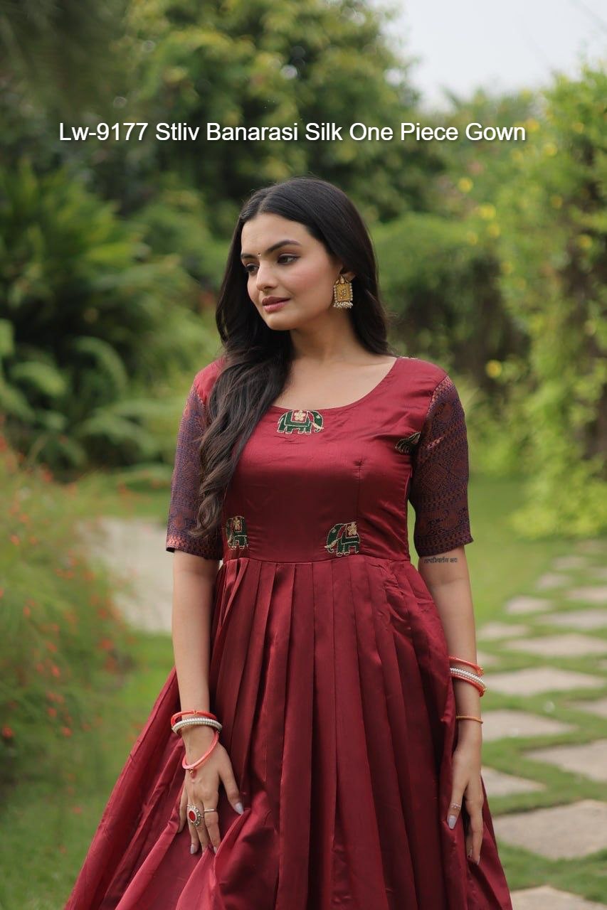 Lw-9177 Stliv Banarasi Silk One Piece Gown