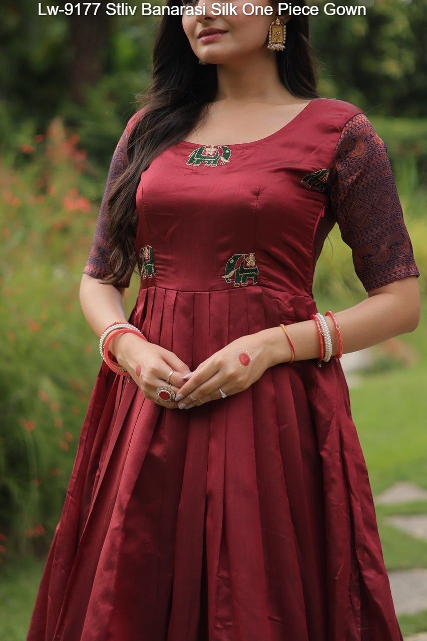 Lw-9177 Stliv Banarasi Silk One Piece Gown