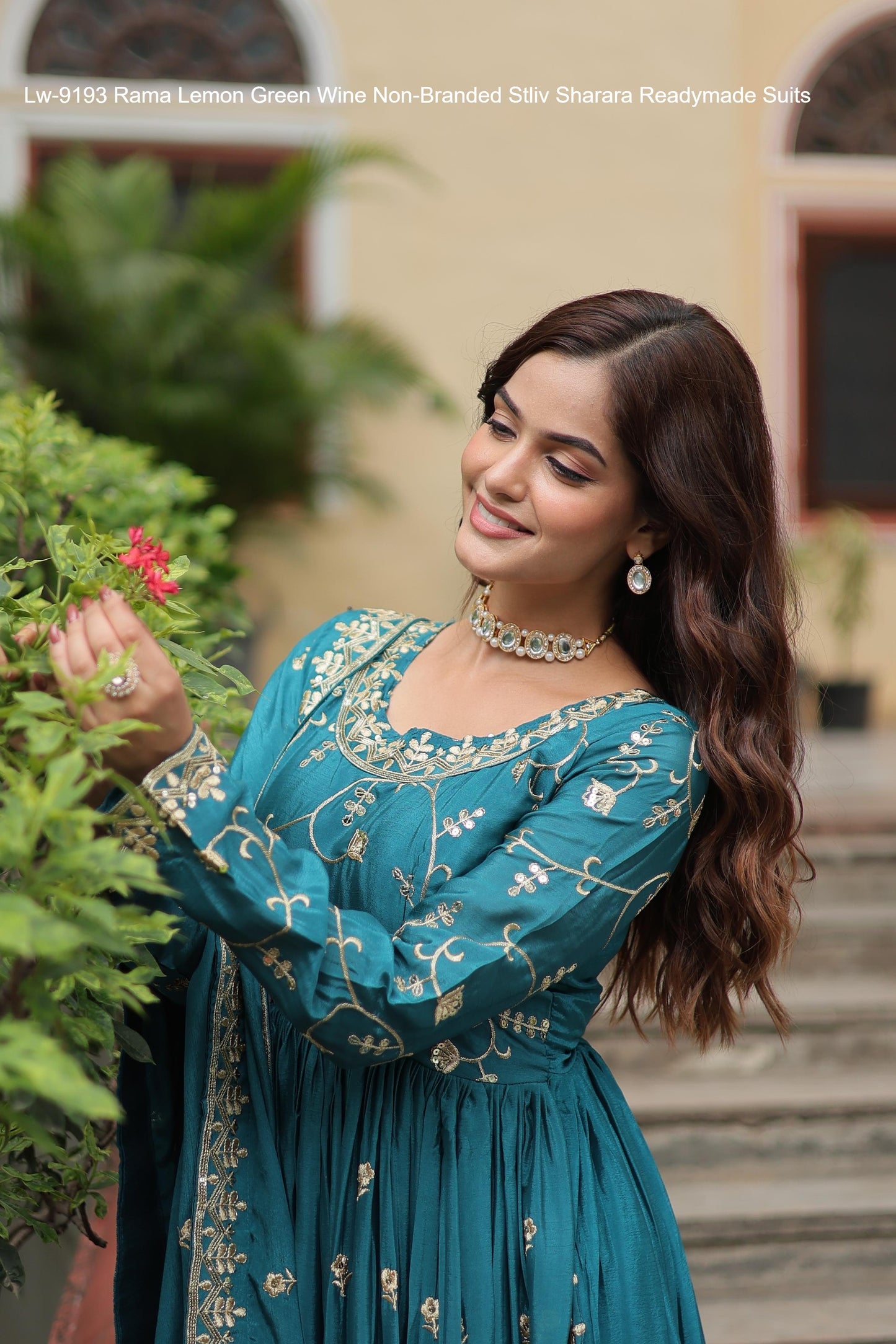 Lw-9193 Rama Lemon Green Wine Non-Branded Stliv Sharara Readymade Suits