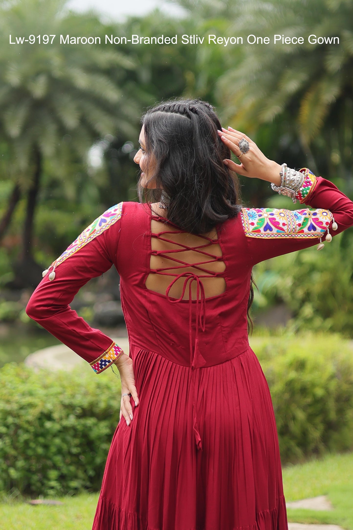 Lw-9197 Maroon Non-Branded Stliv Reyon One Piece Gown