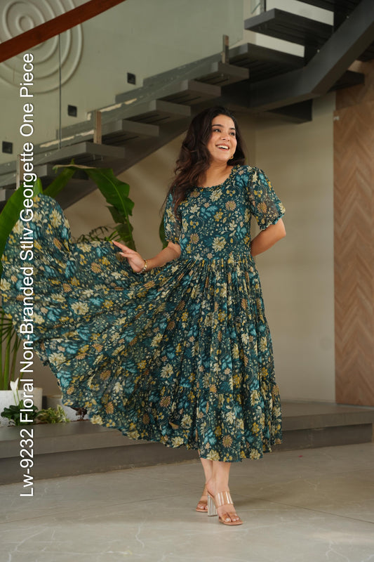 Lw-9232 Floral Non-Branded Stliv Georgette One Piece