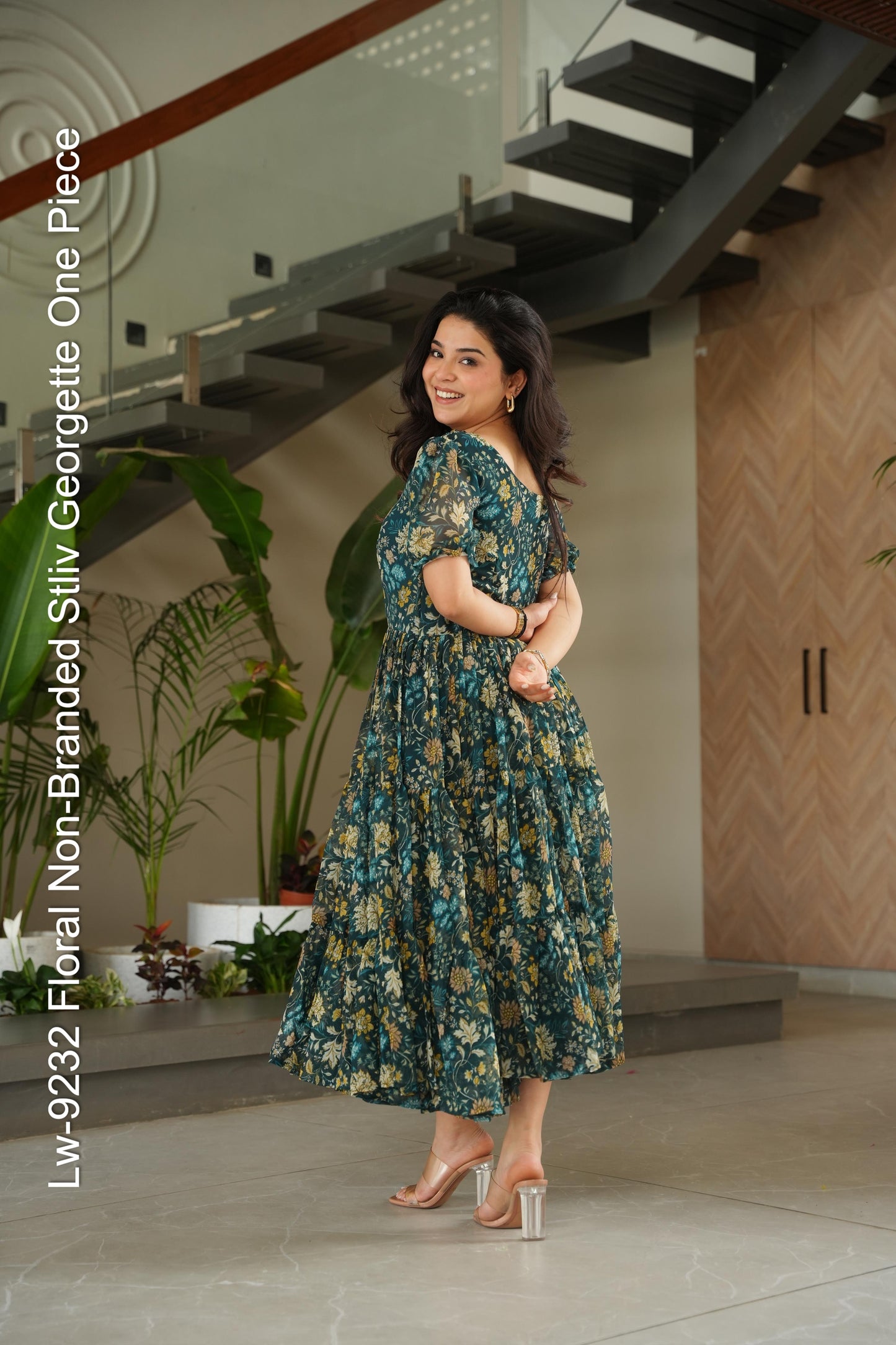 Lw-9232 Floral Non-Branded Stliv Georgette One Piece