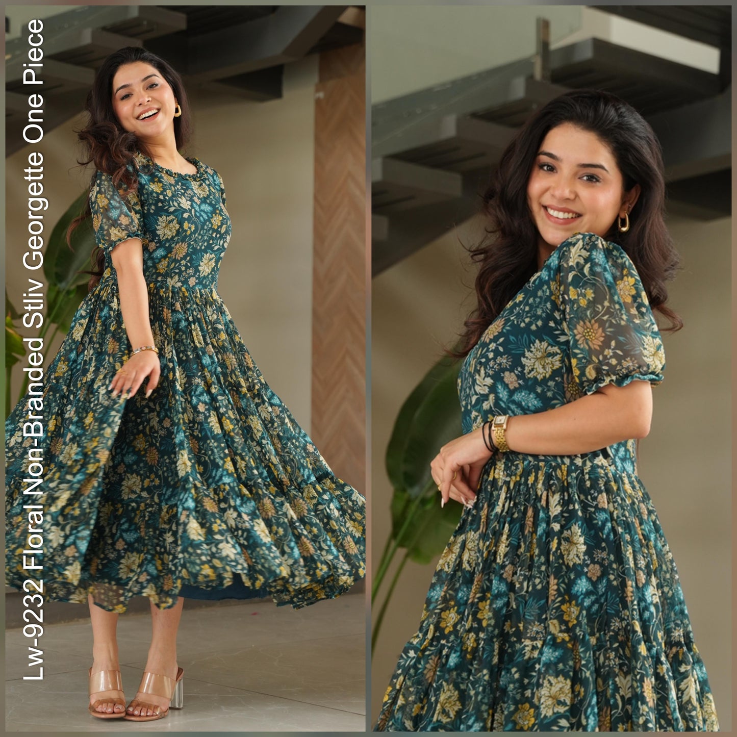 Lw-9232 Floral Non-Branded Stliv Georgette One Piece