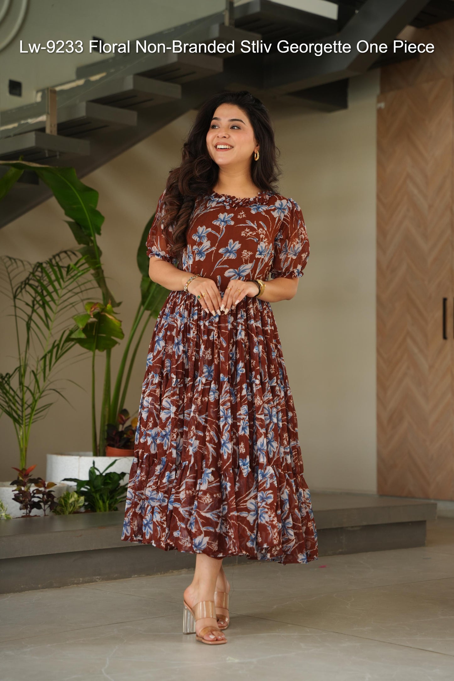 Lw-9233 Floral Non-Branded Stliv Georgette One Piece