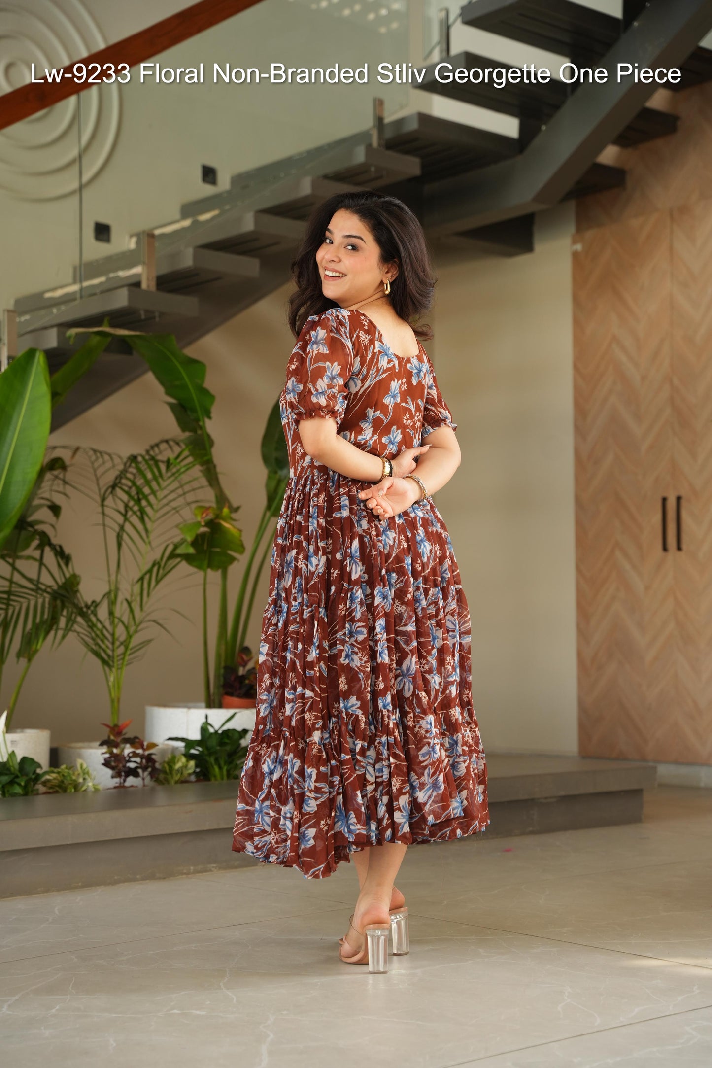 Lw-9233 Floral Non-Branded Stliv Georgette One Piece