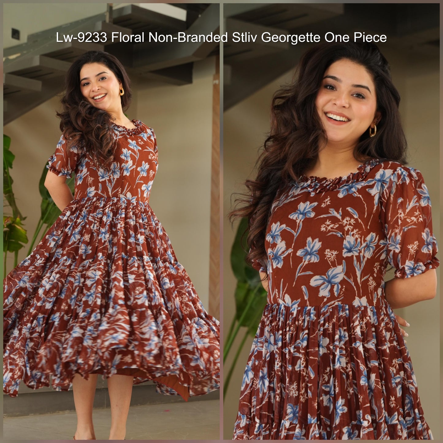 Lw-9233 Floral Non-Branded Stliv Georgette One Piece