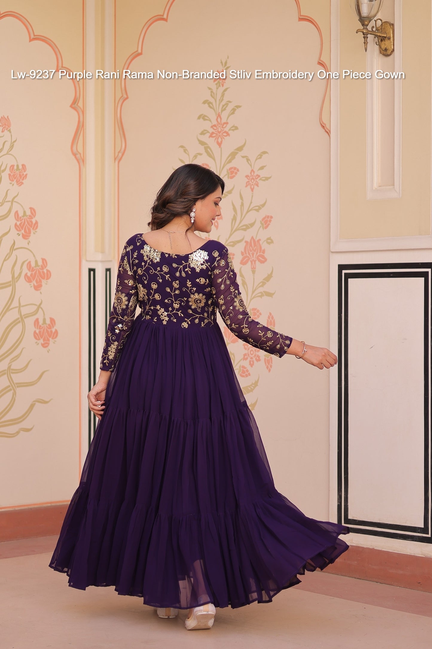 Lw-9237 Purple Rani Rama Non-Branded Stliv Embroidery One Piece Gown