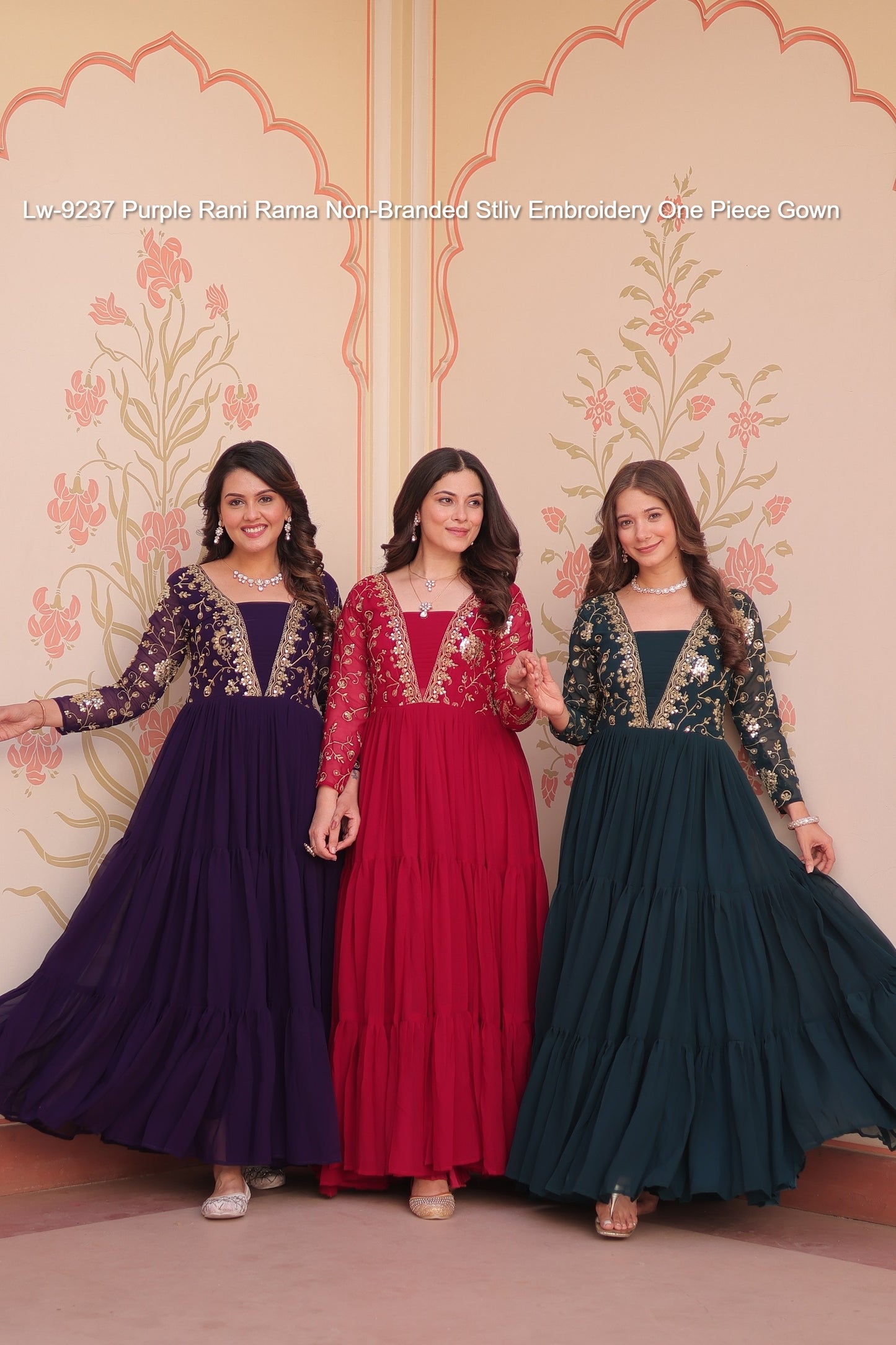 Lw-9237 Purple Rani Rama Non-Branded Stliv Embroidery One Piece Gown