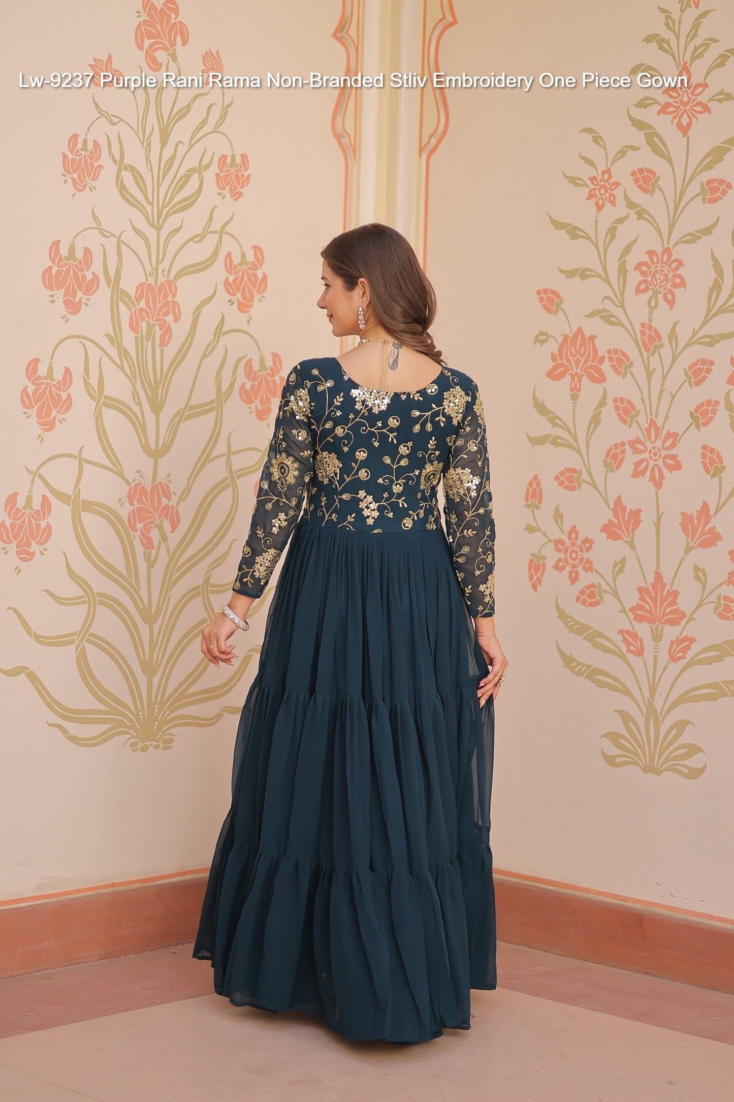 Lw-9237 Purple Rani Rama Non-Branded Stliv Embroidery One Piece Gown