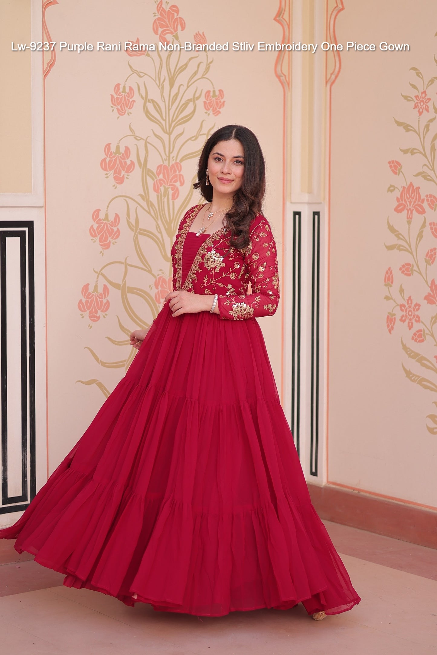 Lw-9237 Purple Rani Rama Non-Branded Stliv Embroidery One Piece Gown