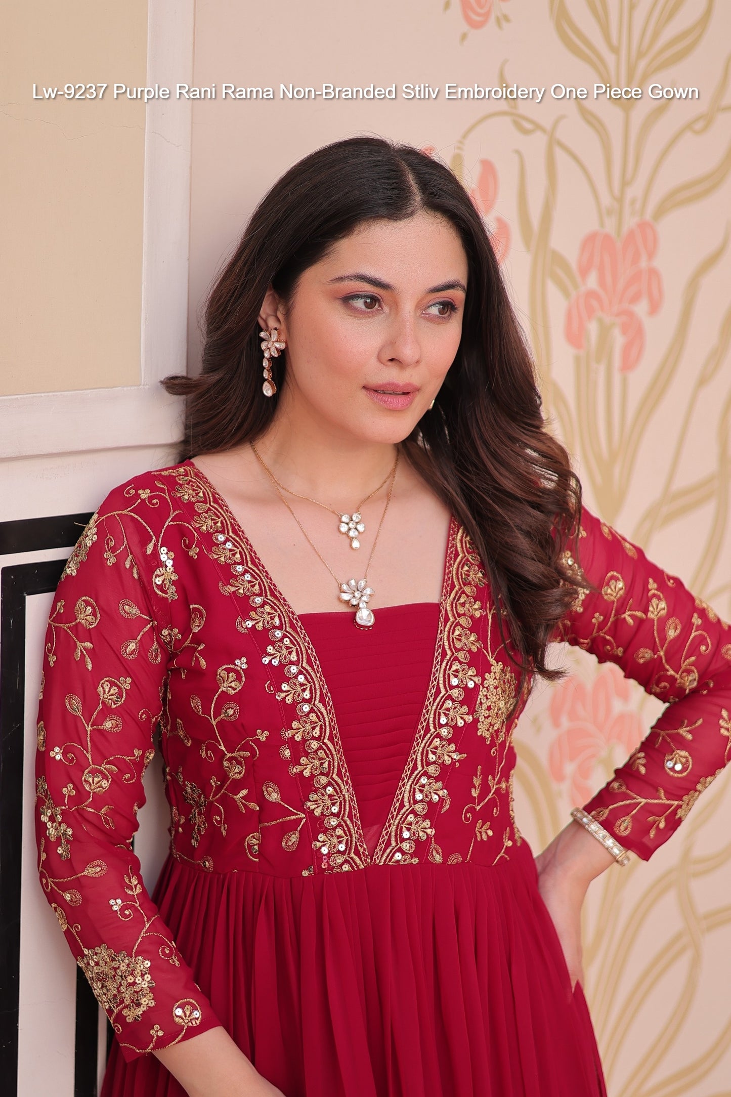 Lw-9237 Purple Rani Rama Non-Branded Stliv Embroidery One Piece Gown